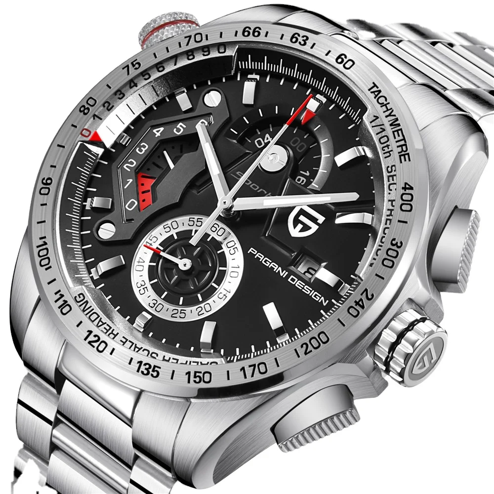 

PAGANI DESIGN 2492 316L Steel Stainless Case Watch Bracelet Quartz Military Chronograph Watches Calendar Wrist for Men