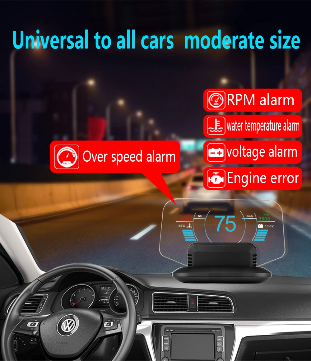 Obd2 Gps Universal Heads Up Display Speed Digital Speedometer With