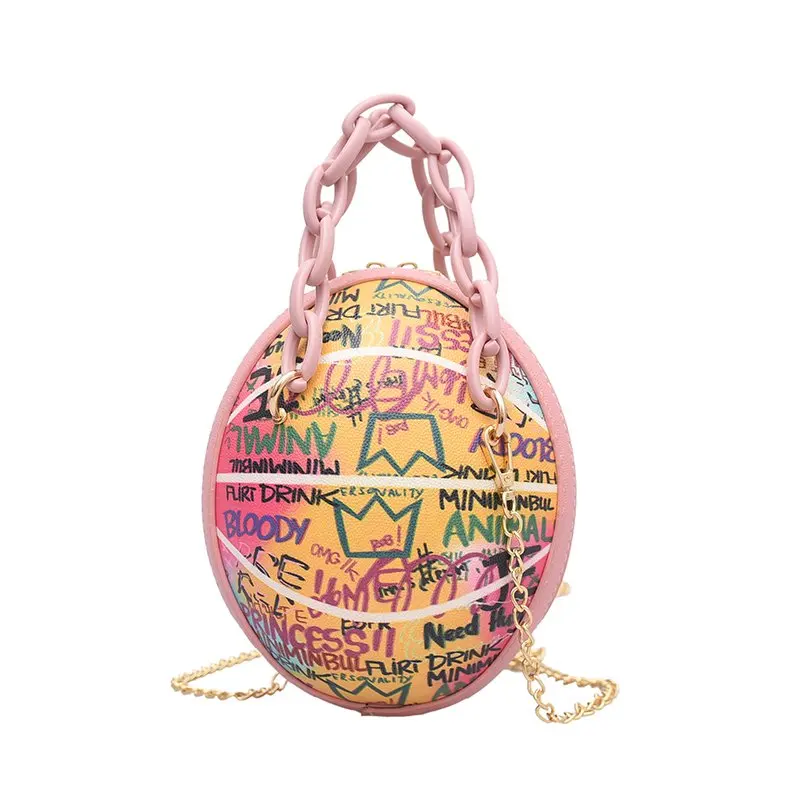 

Cheap Fashion Personality Painted Graffiti Basketball Design Letter Printing handbags, Multicolor