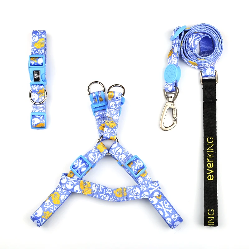 

Dog Harness Leash Collar Set Adjustable Pirates Series Dog Harness for Small Medium Pets Cat Collar Leash Outdoor Walking