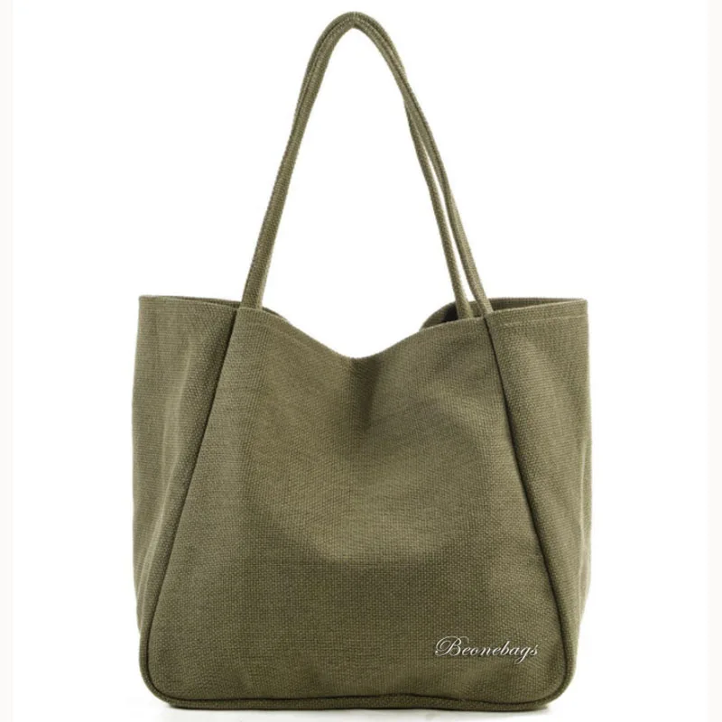 

Shopping Tote Bag Canvas Women Shoulder Bag Custom Logo Large Capacity Cotton Linen Canvas Handle Own Bag Factory BEONE Handbag, Blue/black/green/red etc or custom