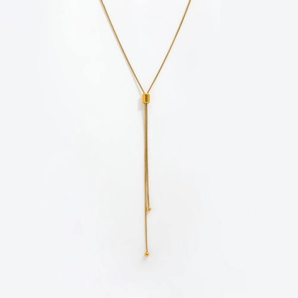 Joolim Snake Chain Adjustable Overlength Necklace Stainless Steel Lariat Chain Necklace Jewelry Wholesale Drop Shipping