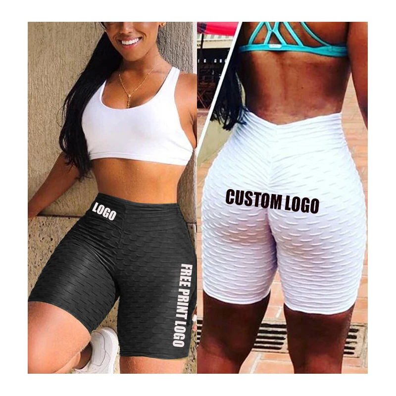 

free shipping Women Workout Yoga Shorts High Waist Booty Push Up Gym Shorts Scrunch Ruched Butt Lifting Sports Short Pants, Customized color