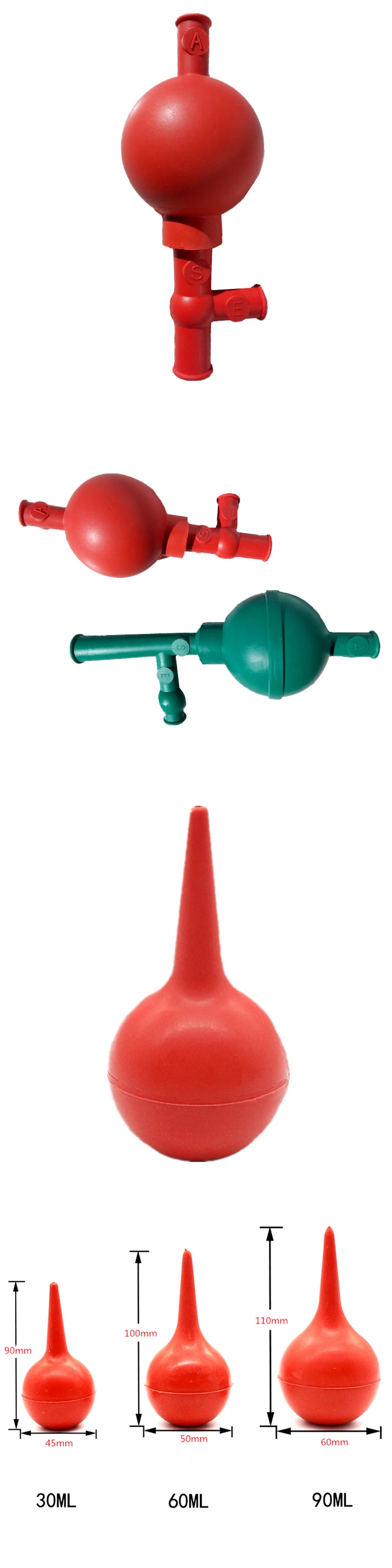 Pipette Filler bulb Chemical resistant rubber filler with 3 valves