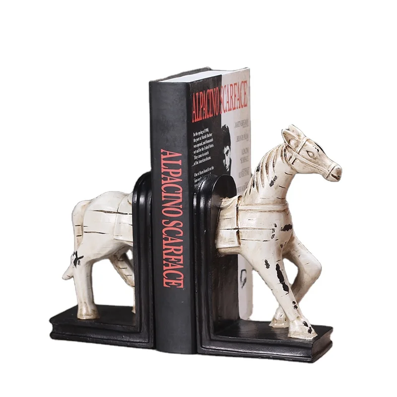 

Wholesale Nordic home accessories decoration vintage horse books stand bookend creative resin handicraft