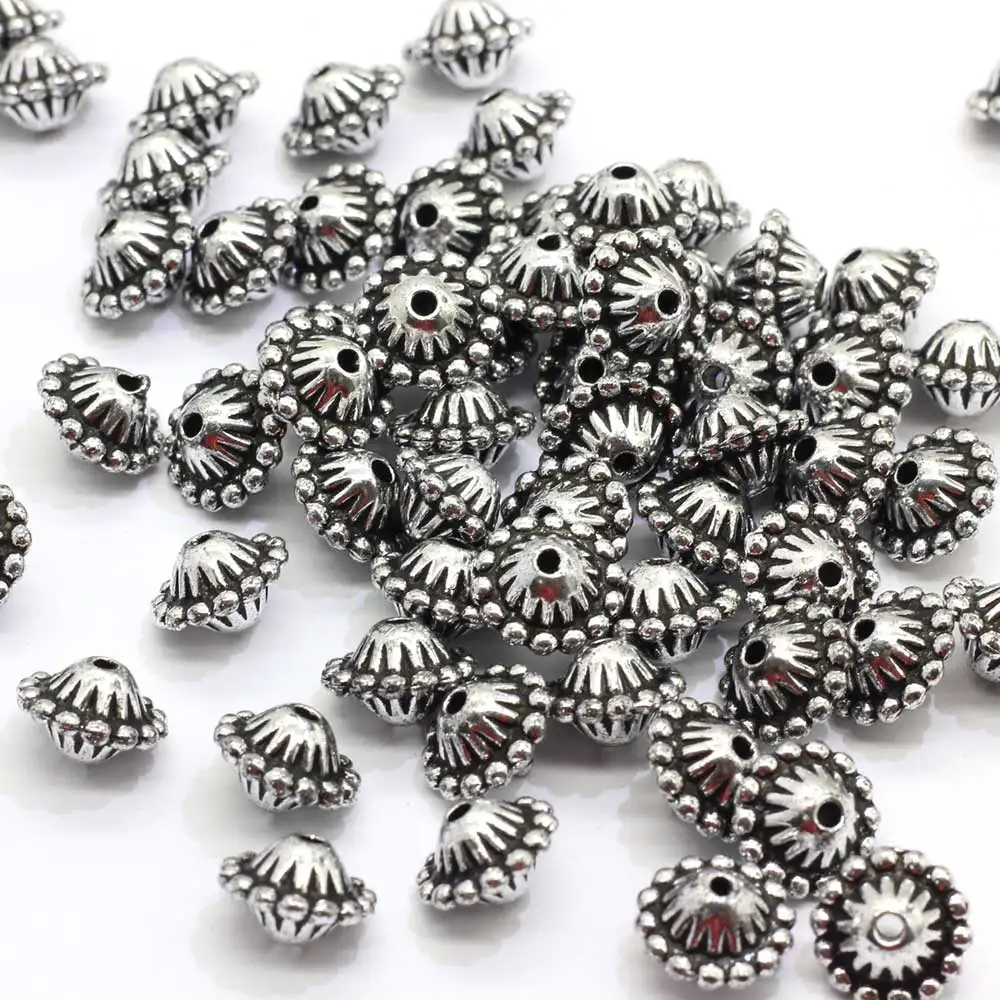 

Wholesale 12MM Antique Spacer Beads Plated Pewter Corrugated Bicone Loose Spacer Beads Jewelry Making Findings