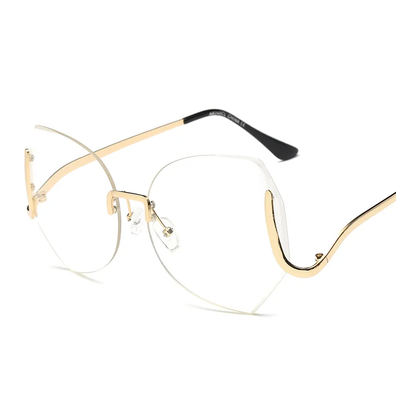 2019 Clear Transparent Frameless Rimless Oversize Oversized Gradient Lens Women Sun Glasses Sunglasses