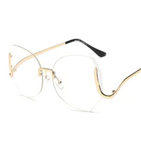 

2019 Clear Transparent Frameless Rimless Oversize Oversized Gradient Lens Women Sun Glasses Sunglasses