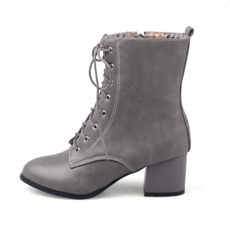 

winter new Solid color round head Thick heel Ladies'boots