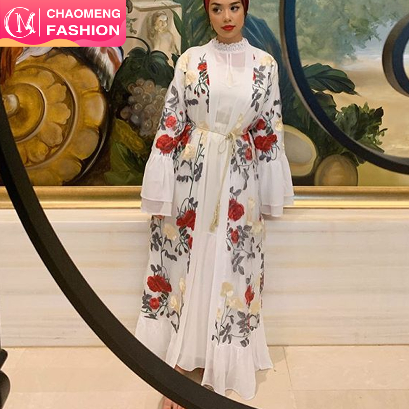 

1708# chao meng fashion clothing for women islamic muslim open abaya, White/maroon/black/red/beige