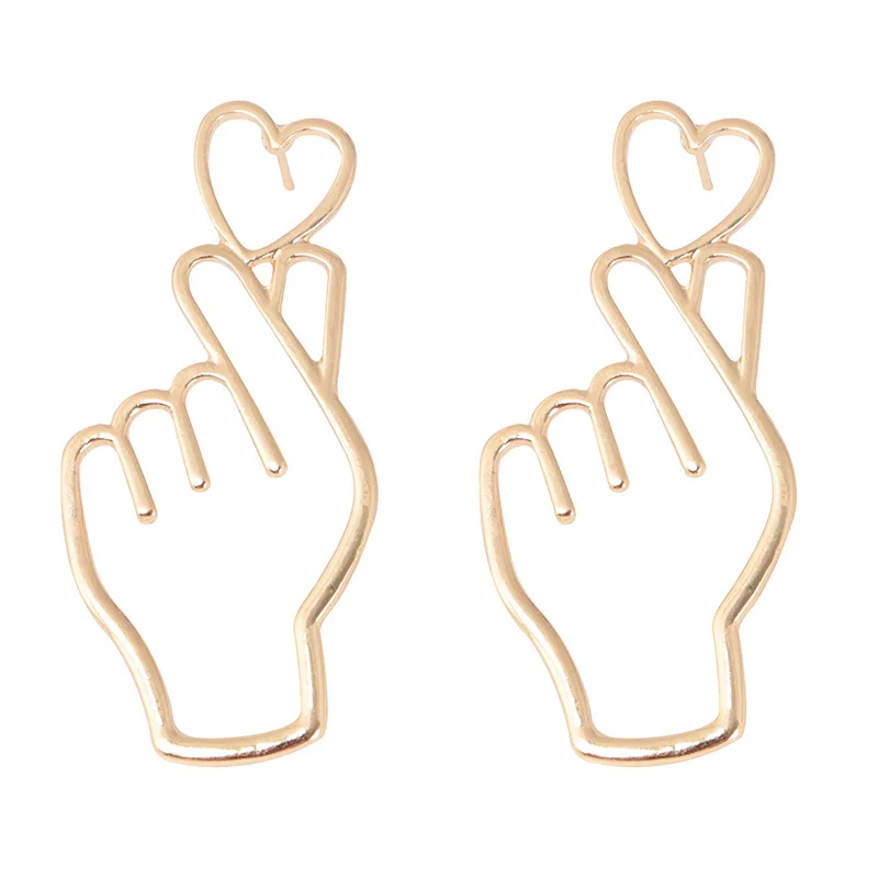 

Hot Selling Simple And Fashionable Hand-Than-Heart Alloy Earrings Korean Style Hollow Heart Earrings Jewelry For Daily Wear