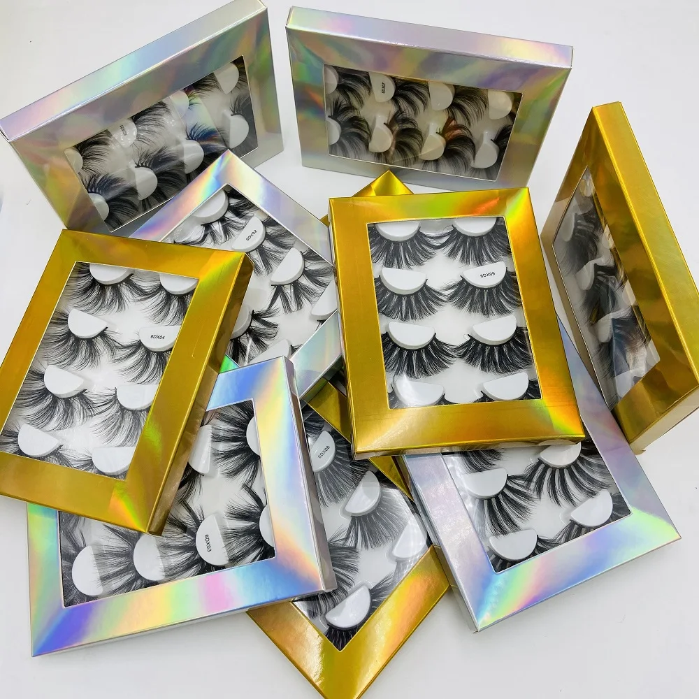 

4 Pairs 3D Faux Mink Hair False Eyelashes 16-25mm Lashes Thick Long Wispy Fluffy Handmade Cruelty-free Mink Eyelash Makeup Tools