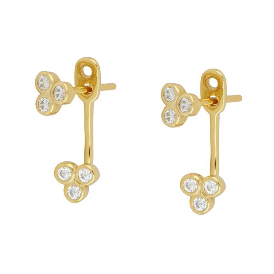 

Silver Earrings Jewelry Wholesale 925 Sterling Silver 18k Gold Plated Cubic Zircon Cluster Stud Earrings