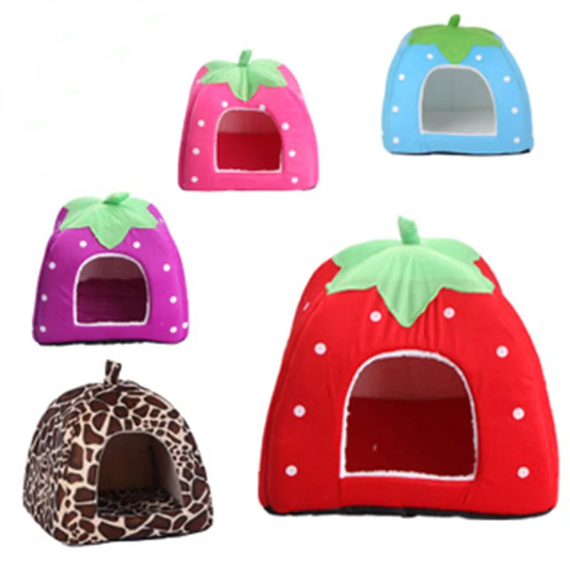 

Strawberry Beds For Small Dogs Cute Cat Soft Nest Pink Pet House Wholesale Cave Bed Cheap Dog Beds