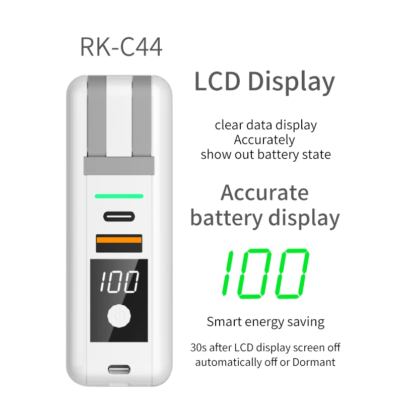 Fold design 3 in 115w fast charge wireless charger stand 10000mah fast charging adapter Wireless Powerbank for all phones RK-C44 - ANKUX.COM