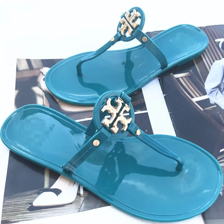 

Fashion Latest Summer Beach Shoes Lady Trendy Flip Flop Girls Low Heel Babouche Colorful Jelly Slippers