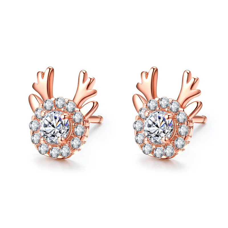 

100% Real 14K Rose Gold Jewelry Stud Earring for Women Natural Diamond 925 Jewelry Aretes Mujer Garnet Earrings Bizuteria