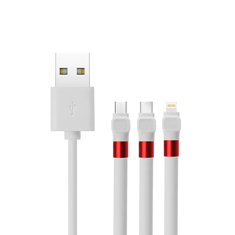 

3 In 1 Data Transmission and Standing Functional 2.4A Fast Charging Free Sample USB Cable For iPhone/TYPE-C/Android /HUAWEI/iPad, Lack, white, blue, green, red, orange apple head 6 pellets