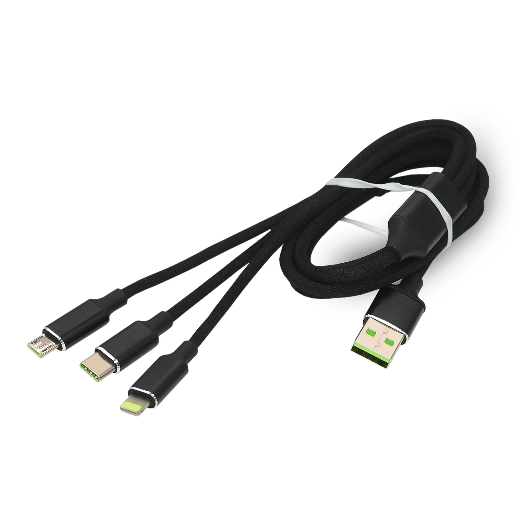 

weave braided hot sale competitive price 2.4A micro 8 pin type c fast charging for iPhone smart phone 3 in 1 usb cable charger, Black/red/blue odm