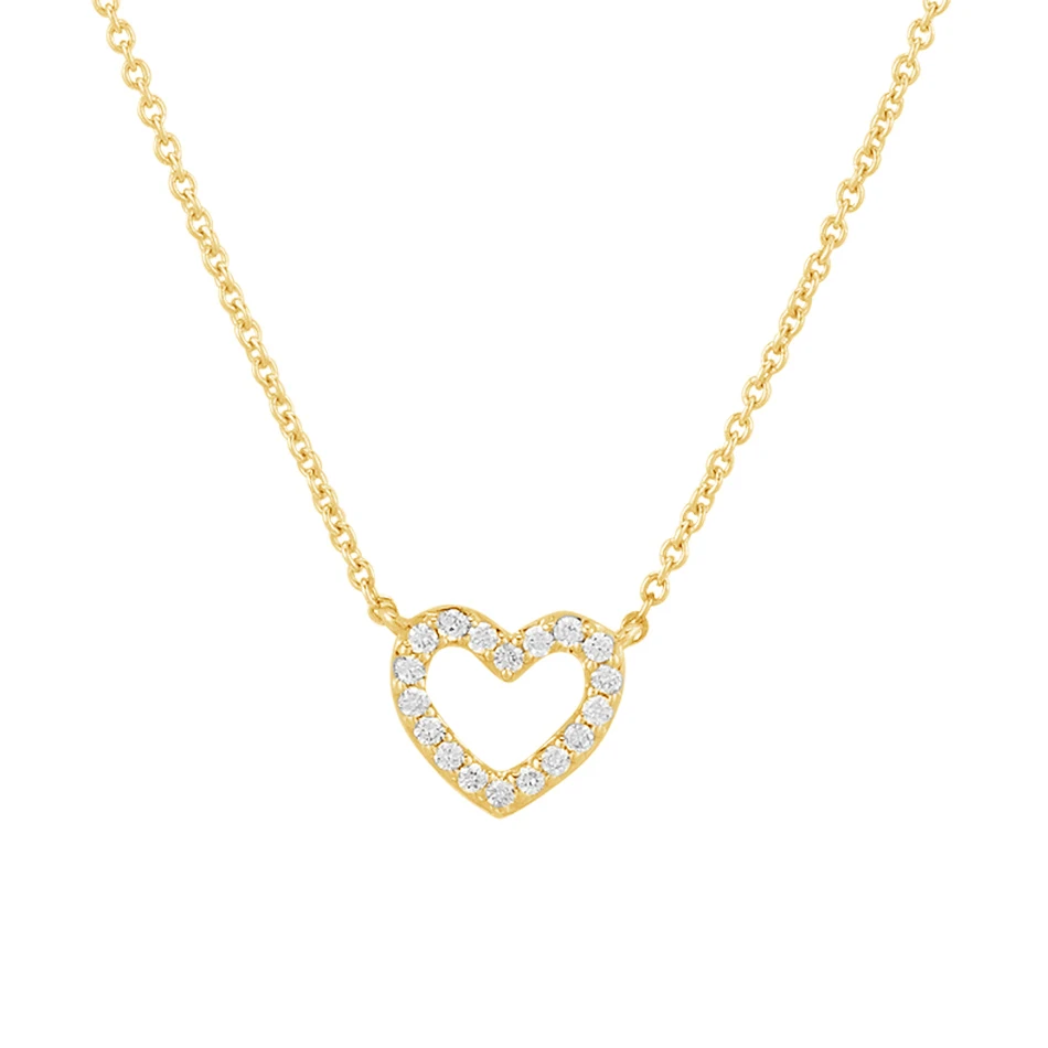 

Valentine's Day Gifts Brass gold Plated Heart Pendant Necklace With Cubic Zircon