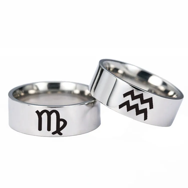 

Wholesale hot selling zodiac ring titanium steel simple men's and women's ring stainless steel ring custom jewelry