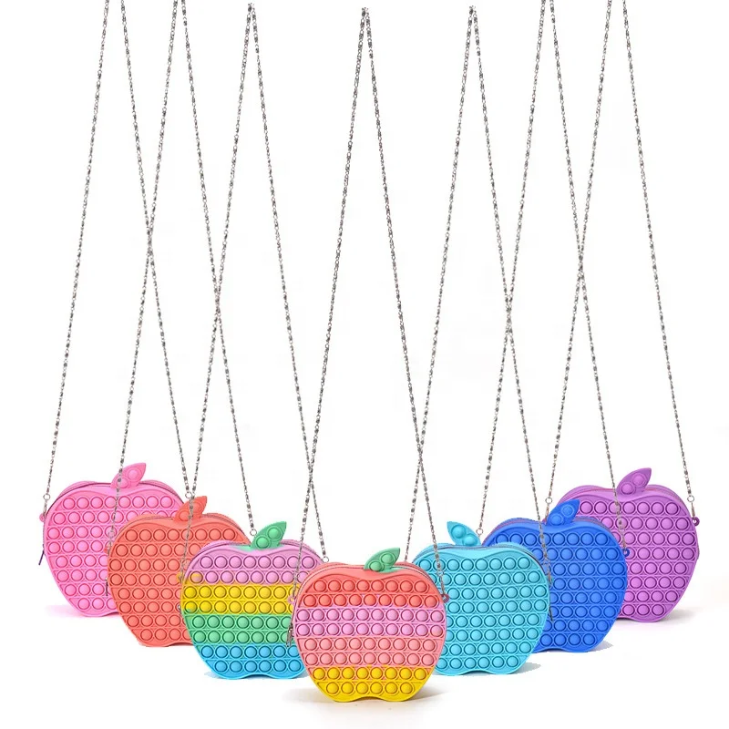 

Fashion Silicone Kids Crossbody Bags Mini Little Girls Handbags Push Bubble Fidget Toys Girl Coin Purses
