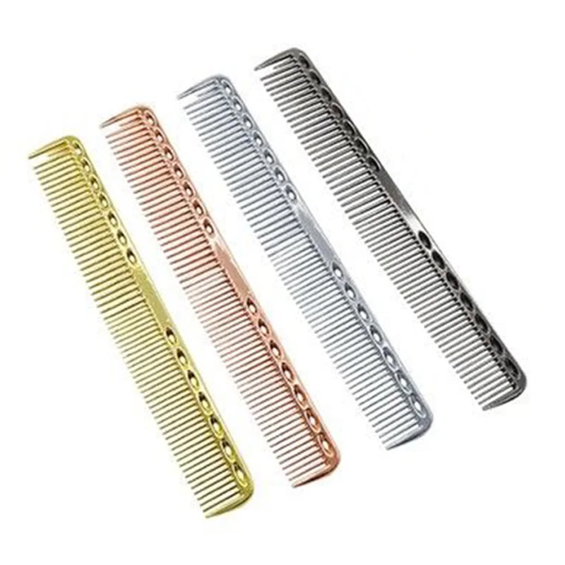

Spot delivery Household Aluminum Metal Stainless Steel Hair cutting comb Salon Anti-static Combs Barber Tool Professional Comb, Silver/gold/black/rose gold