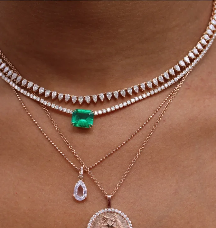 

Simple Cubic Zirconia Tennis Chain Square Diamond Pendant Necklace Rhinestone Crystal Tennis Chain Geometric Diamond Necklace