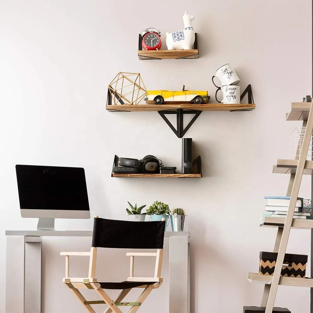 
Amazon new trend product Floating Shelves Wall Mounted Rustic Wood Wall Shelves 