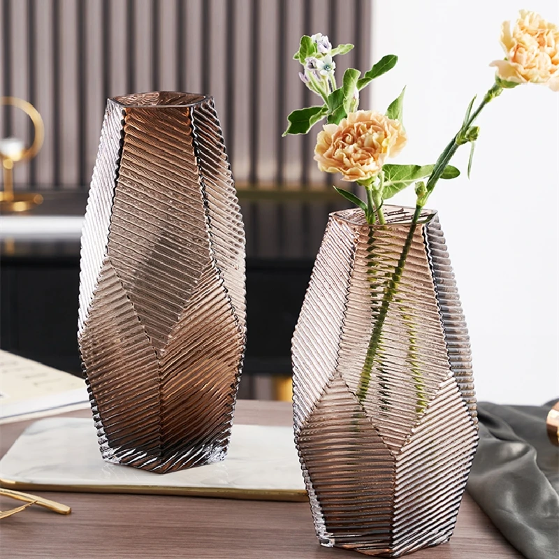 

Modern minimalist geometric creative glass vase ornaments water flowers tulips living room desktop flower arrangement decoration