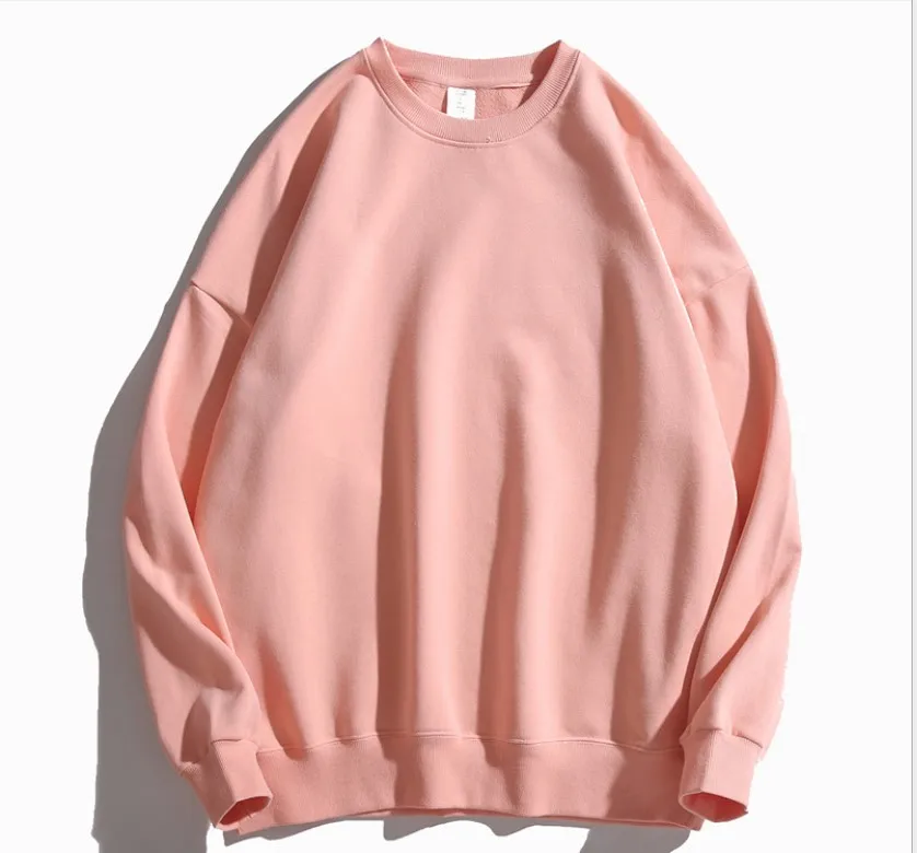

Oversize Unisex off shoulder round neck sweater cotton loose solid color custom women's plus size hoodies, As picture