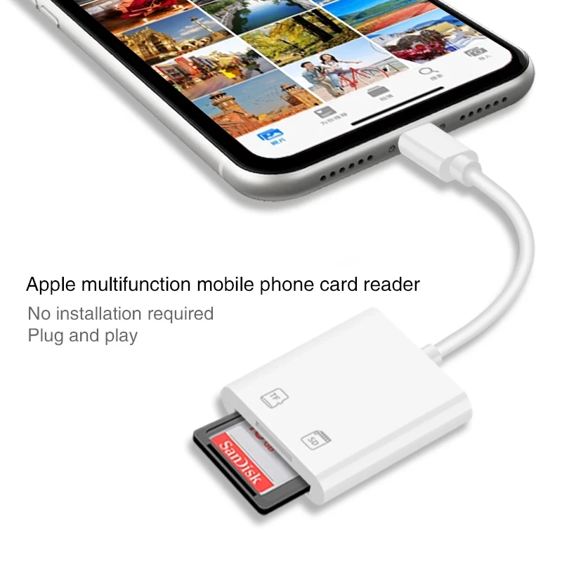 

For iPhone Multi Card Reader of Lightning For SD TF Memory Card Readers Support IOS13 For iPhone 6/7/8/X/XR/XS Max