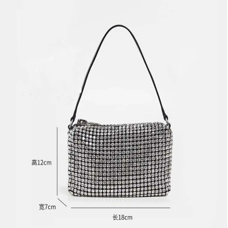 

Crystal Rhinestone Handbag Bling Full Diamond Lady Rhinestone Clutch Bags/, Silver