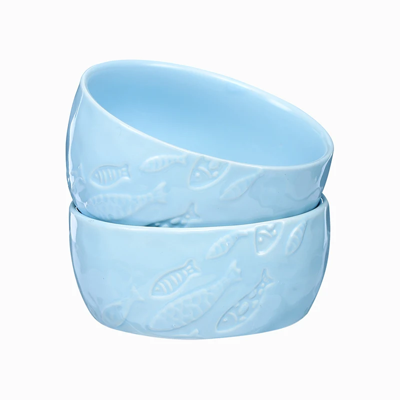 

Blue ocean fairy tale legend fish pattern ceramic rice bowl two-piece set, Customized color