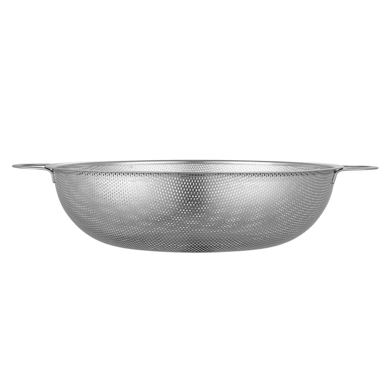 

MD 25.5cm Heavy Duty Stainless Steel Colander Strainer Basket Rice Washing Colander Fruit Drarining Colander, Silver