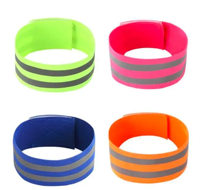 
factory wholesale safety in night double strips elastic high reflective running armband runner walker cycling cycle wristband 