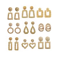 

on sales pink black yellow silver gold metal earrings za heart circle round shape rectangle geometric big metal earrings women