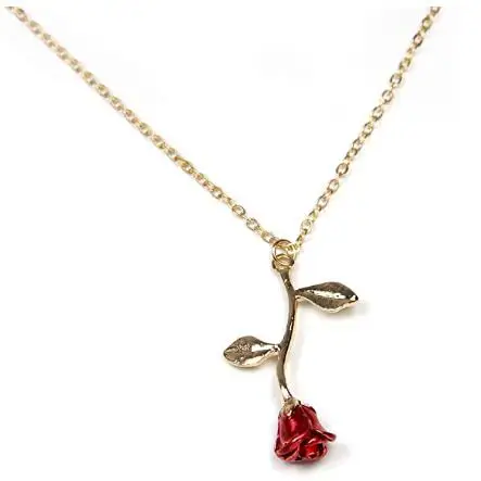 

Personalized Long Necklace Gold Flower Necklace Pendant Rose Necklace for Women