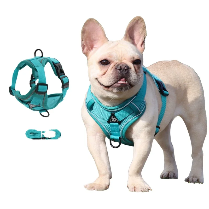 

New design wholesale soft breathable tactical adjustable customized length rope hiking travel pet dog harness leash