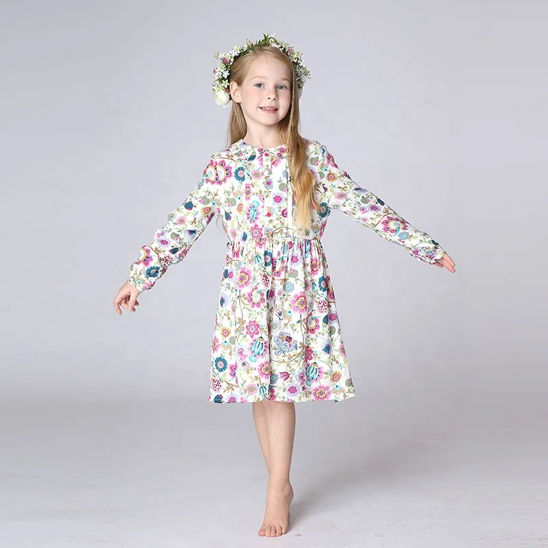 

Gabby Loop Kids Soft Spring Long Sleeve Boutique Dress for Children Flower Printed Cotton Lining Kids Dresses For Girls