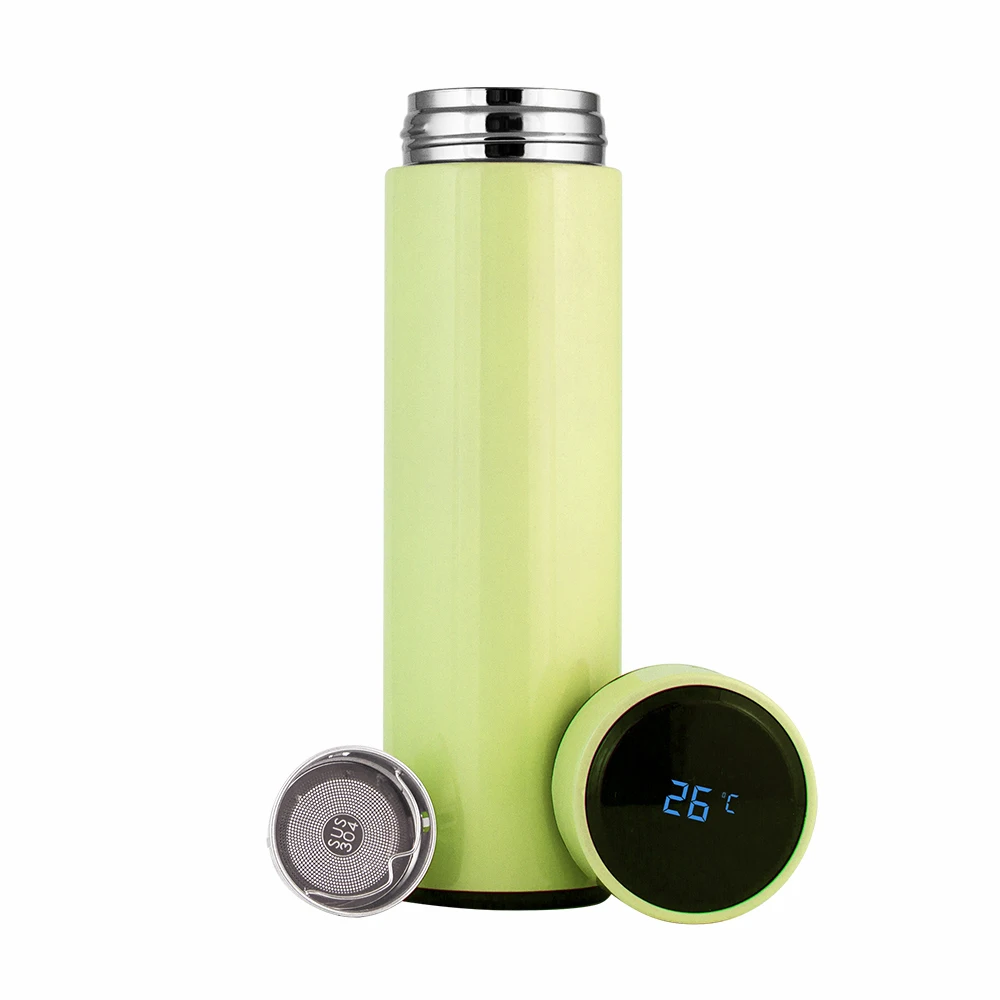 

Custom Double 500ml Wall Stainless Steel 3 Insulated vacuum Smart Thermos Water Bottle with Led Temperature Display