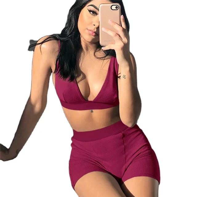 

2 unids/set mujeres Sexy track suit for women sport women sexy sports suit women's sports and leisure yoga shorts suit, Customized