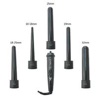 

Wholesale Curling Iron Black Hair Curler Set 5 Sizes Curling Wand Rollers 5 Part Curler