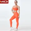 Private Label Ladies Workout Sets Neon Color Two Piece Set Custom Logo Women Yoga Pants And Bra Set