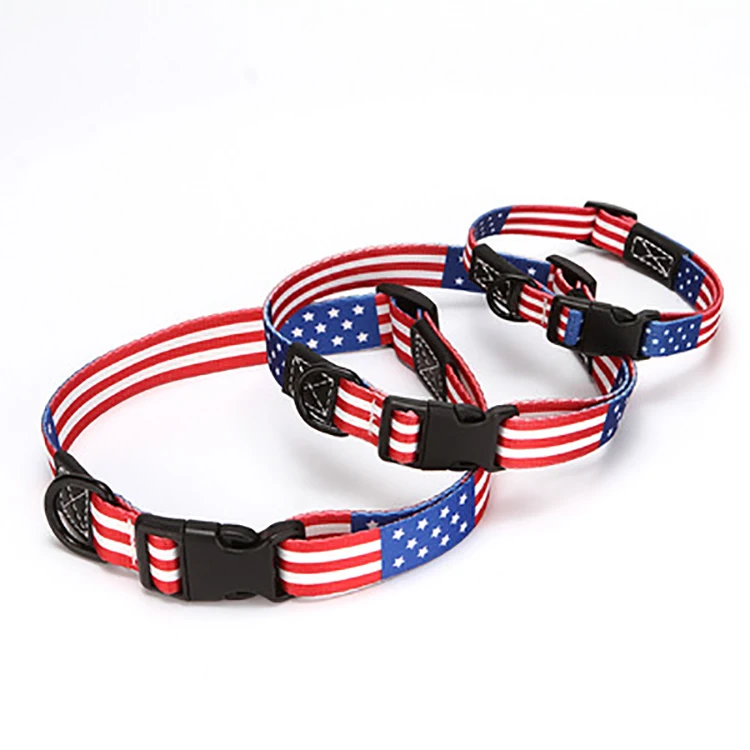 

Hot Amazon Custom Dog Collar Buckle USA Flag Designer Pet Dog Collar, Picture