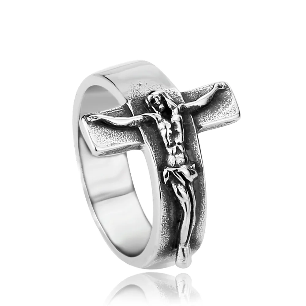 

SS8-134R steel soldier stainless steel jesus ring for men classic popular religious cross gift jewelry