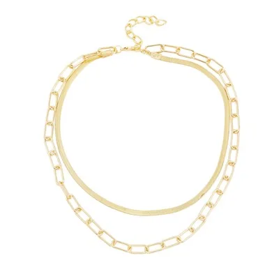 

Fashion Link Layered Necklace Gold Layering Paperclip Chain Choker Necklaces for Women