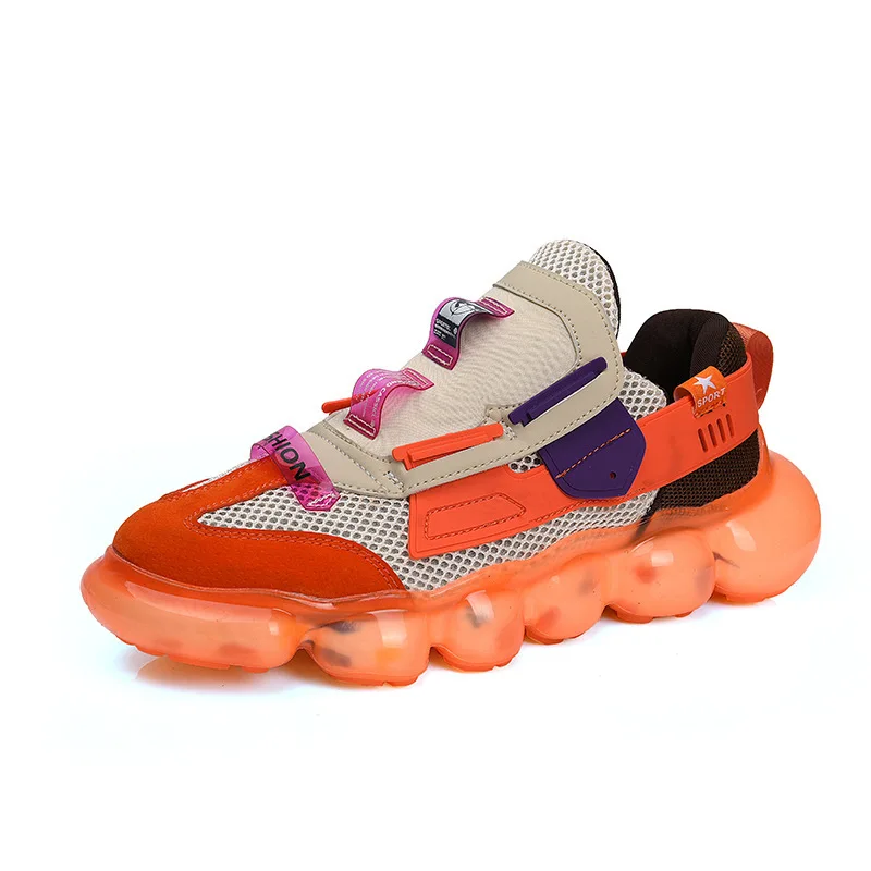 

2021 new men's sports transparent air cushion shoes women's running shoes breathable color matching slide sports shoes