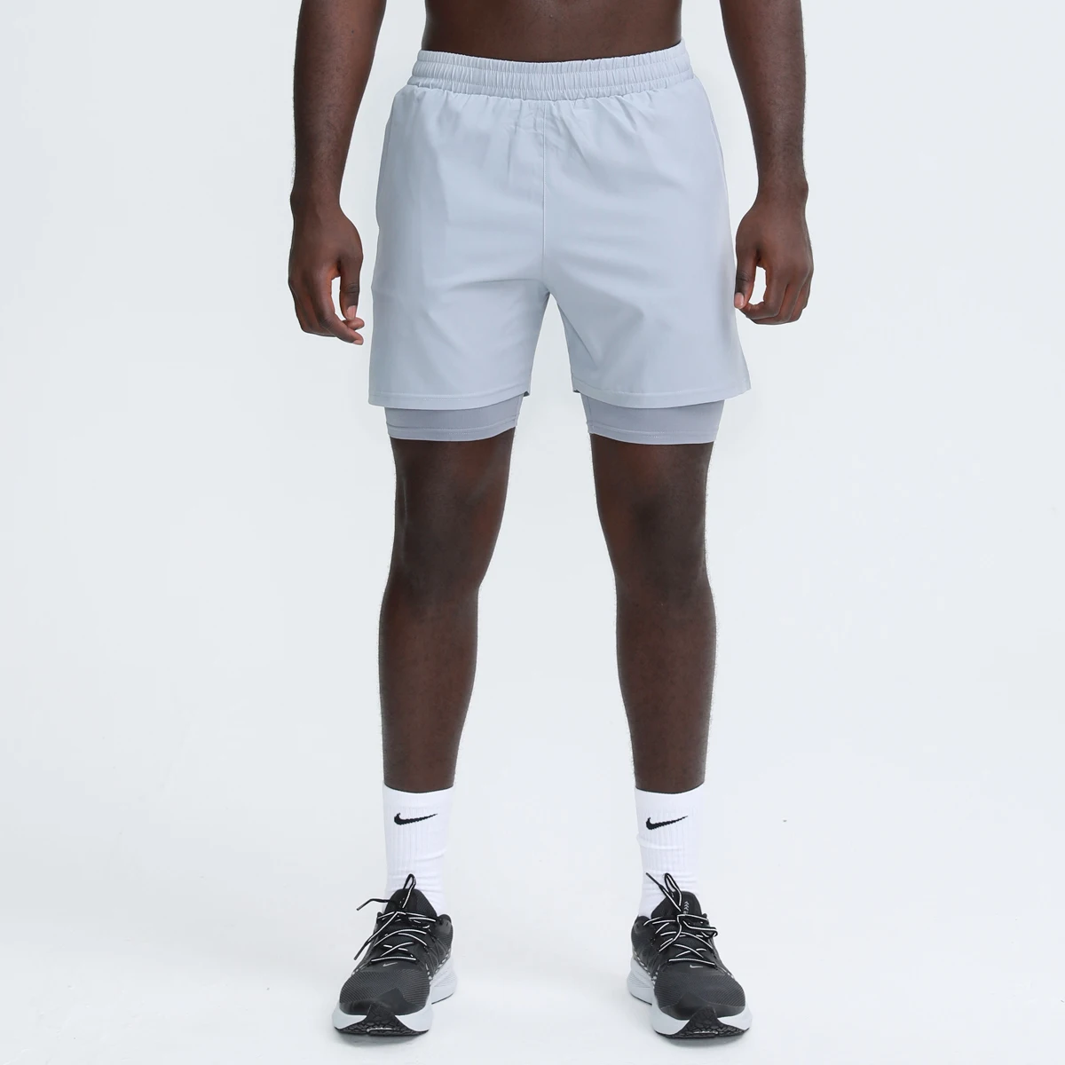 

2 in 1 running Gym short pants men mesh custom compression fitness jogger shorts