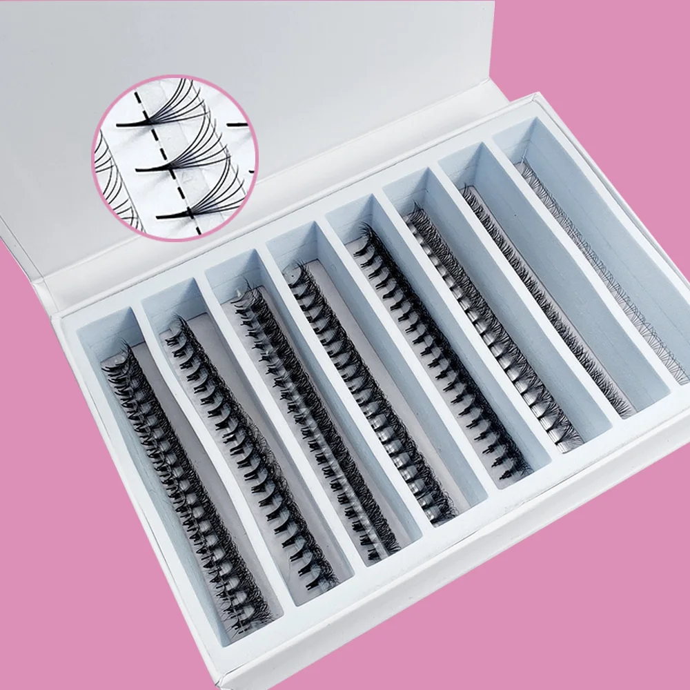 

premade volume fans 6d 7d 8d10d extension top grade pointy base loose lashes xl trays .05 .07 pre made lash fans, Dark black